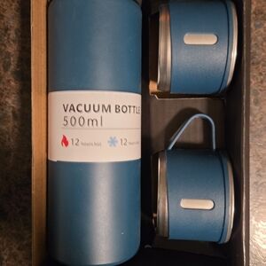 Blue Vacuum Bottle and Cup Set
